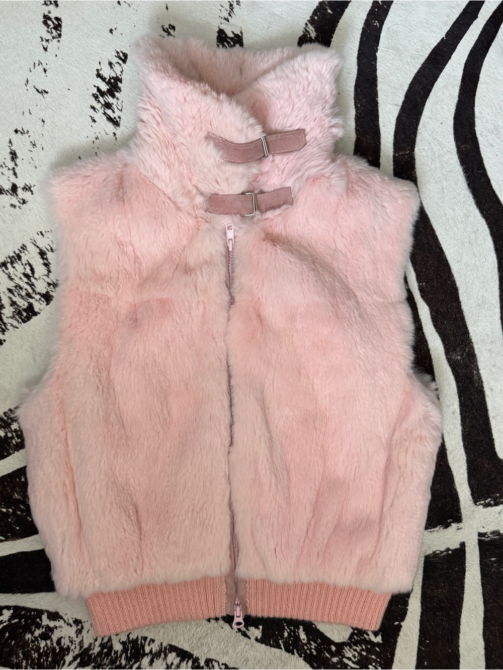 Vintage Baby Pink Rabbit Fur Vest
